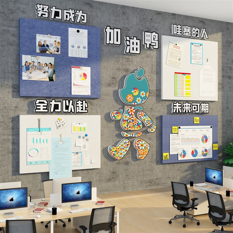 毛毡板公告栏员工风采展示团队办室墙面装饰企业文化司布置贴照片