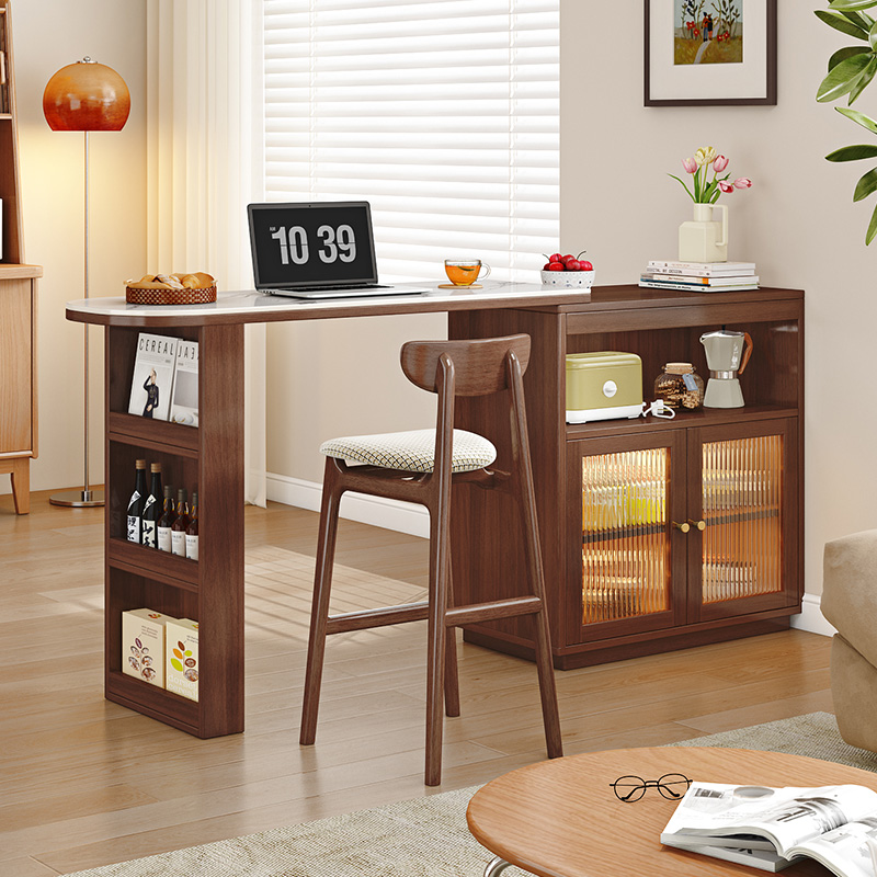 实木吧台桌家用阳台休闲小吧台伸缩桌子小户型沙发旁玄关隔断柜