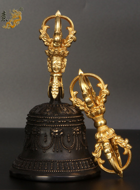 真古意 铜金刚铃杵修行法器黄铜五股响铃杵如法手工法器