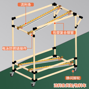 精益管流利条货架复合线棒管台车拣货车多层置物小推车接头