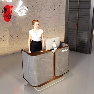 公司前台酒店售楼部接待台会所院水吧台大理石收银台柜台