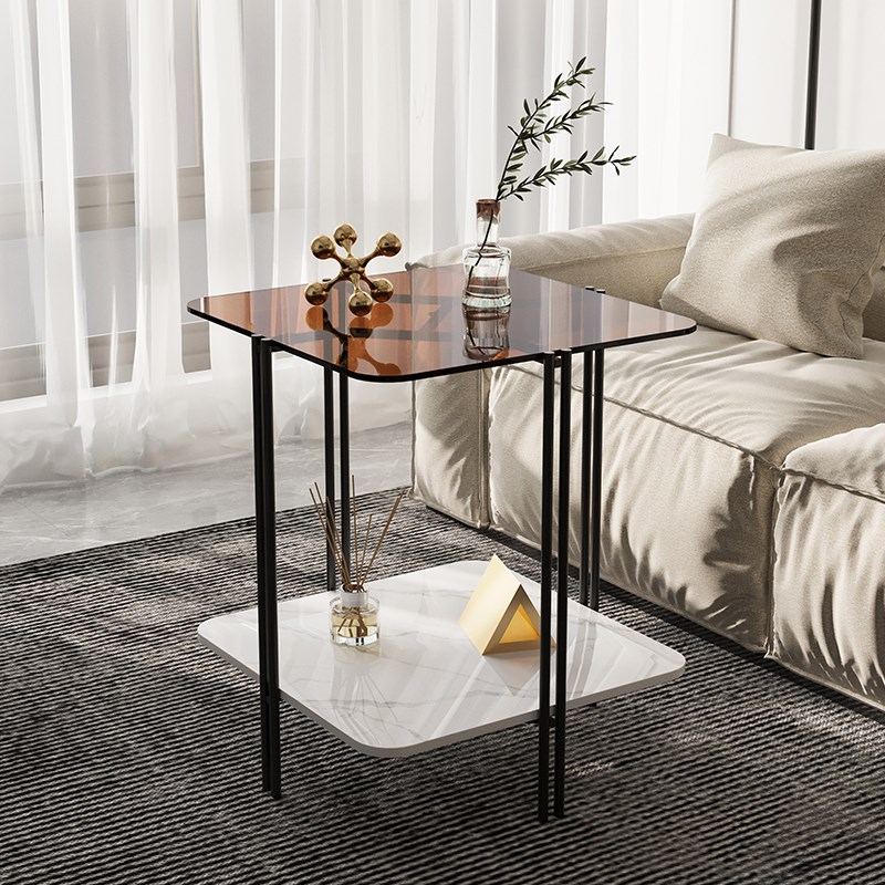 现代客厅沙发小桌子边柜床头小边几岩板小茶几玻璃小方桌角几