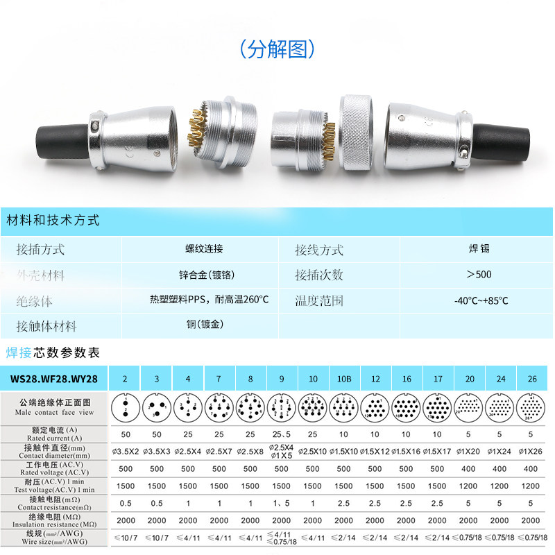 威浦对接航空插座 W孔针,电子/电工,插头,淘宝优惠券,粉丝福利购,淘宝优惠卷