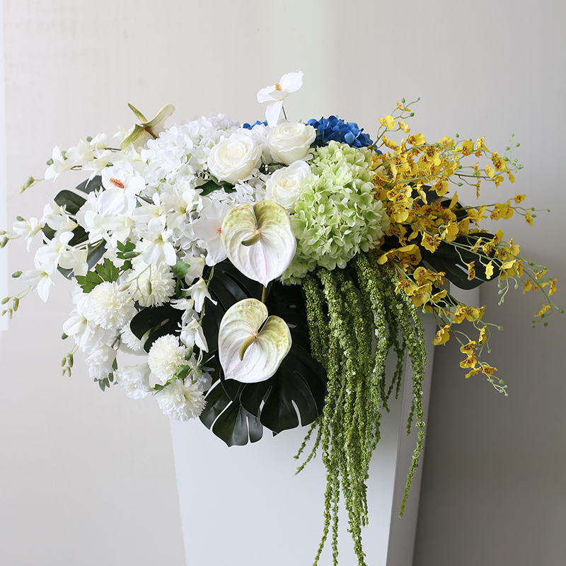 仿真桌花演讲台花会议发布会庆典活动发言台装饰垂吊植物挂花绢花