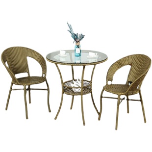 阳台桌椅藤椅三件桌子一大圆桌靠背椅庭院天台