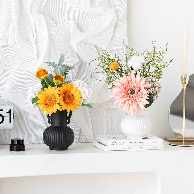 中古仿真花假花摆设客厅桌面摆放插花花艺茶几装饰向日葵雏菊