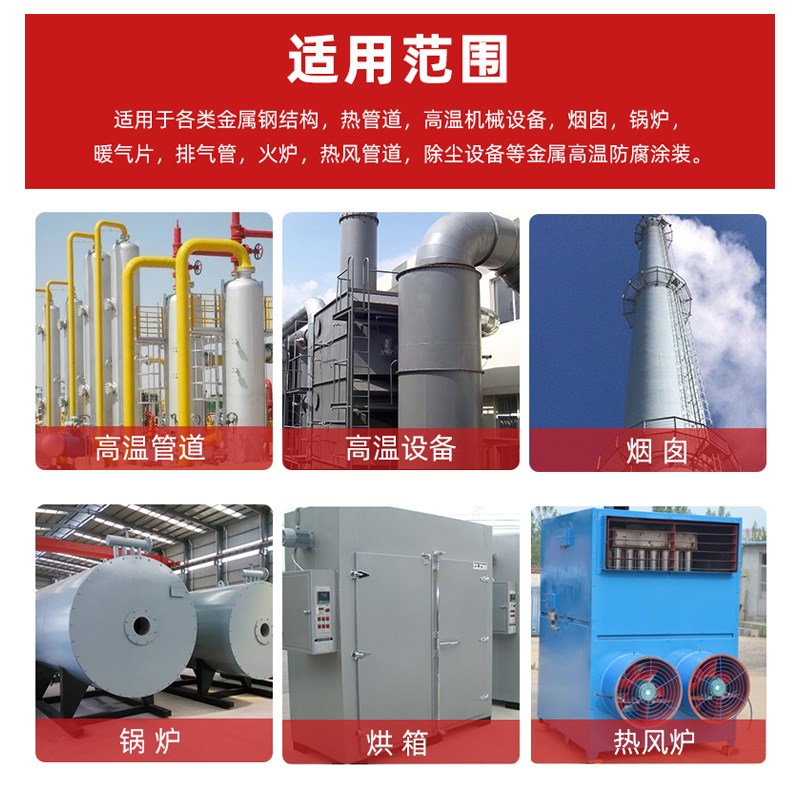 耐高温漆有机硅耐热漆锅炉烟囱排气管电厂专用银粉漆工业防腐涂料