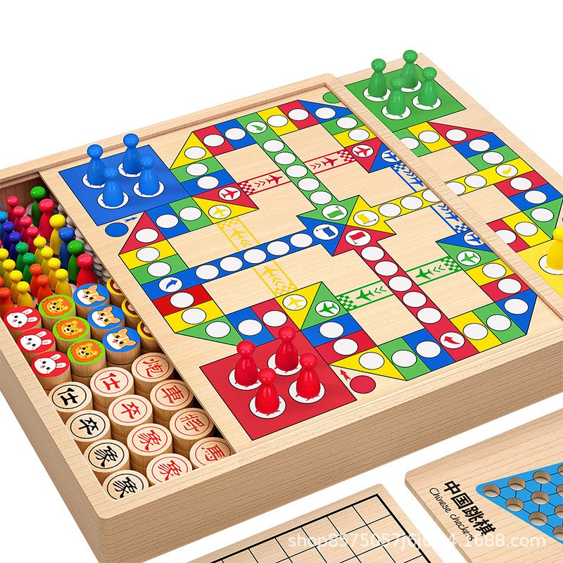棋盘飞行棋五子棋跳棋象棋儿童多功能十二合一棋类益智桌游版