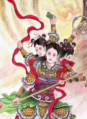 二郎神画像姜子牙太公神像哪吒三太子卷轴挂画客厅卧室宿舍装饰画