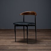 德宜客咖啡厅铁艺复古牛角实木靠背餐椅软包餐桌