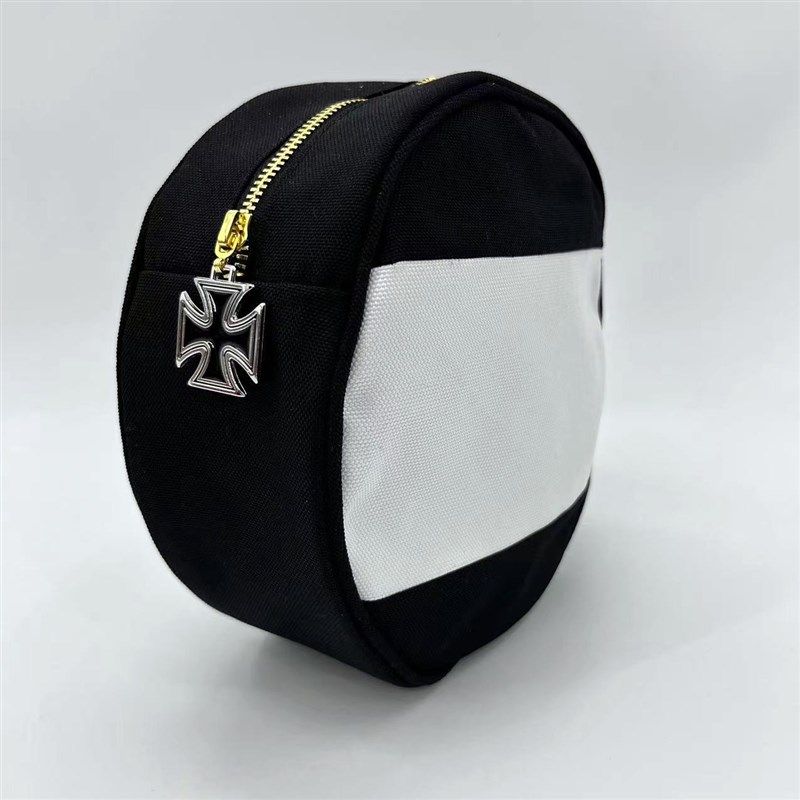 普鲁士球版大容量笔袋 牛津布超轻圆形文具袋 铁十字拉链