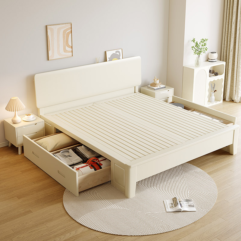 实木床现代白色1.2m1.儿童床米1.8米卧2米x2米2人床