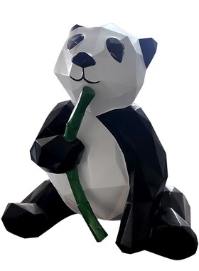 卡通切面熊猫雕塑园林草坪景观小品售楼部公园商场美陈动物