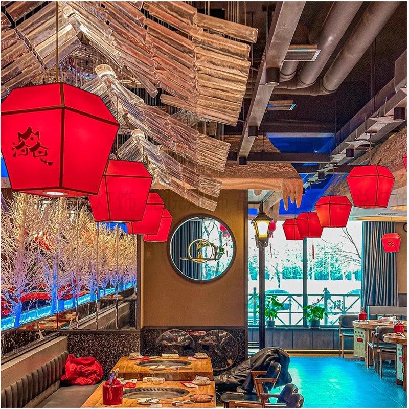 东北铁钩炖吊灯具饭店茶楼过道灯笼方形孔明灯火锅店灯笼吊灯,家装灯饰光源,酒店/宴会厅/餐饮吊灯,淘宝优惠券,粉丝福利购,淘宝优惠卷