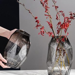 现代简约轻奢摆件几何银色饰品北欧创意家居陶瓷花瓶 样板间软装