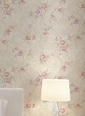 浅蓝色3D美式乡村浮雕墙纸 卧室客厅美容院田园小花 现代简约壁纸