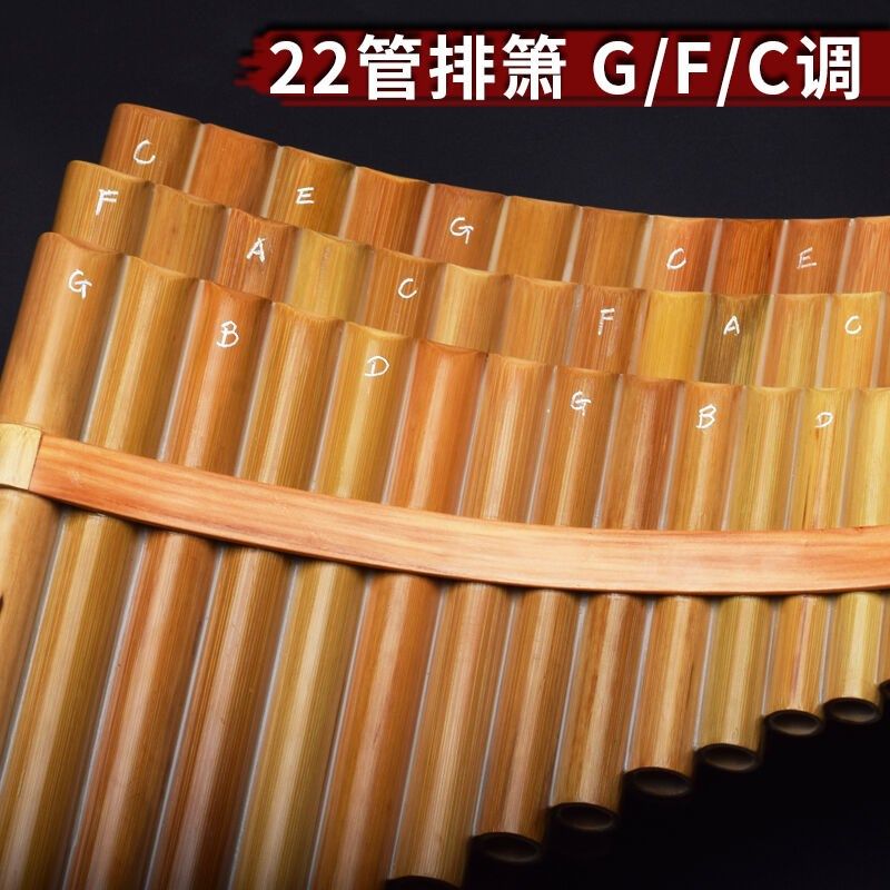 聚得排箫22管苦竹专业演奏排萧精品初学乐器22管G调-左手低音长管