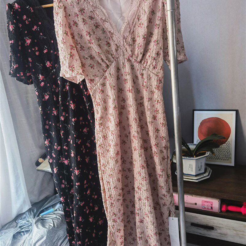 2025新款夏季超出片连衣裙长裙蕾丝重工碎花裙长款女人味仙女裙