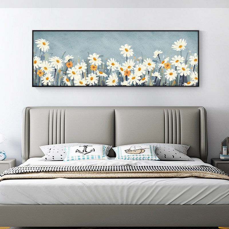 网红卧室装饰景画床头挂画温馨儿童房间背墙主画女孩W卧壁花卉画图片