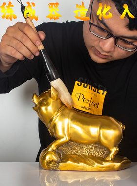 特大号纯铜猪摆件属猪十二生肖猪补角金猪招财猪摆件福字猪摆设