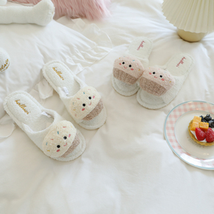 露趾室内毛绒家居鞋 女 软绵绵立体蛋z糕卡通棉拖鞋 2020秋冬新品