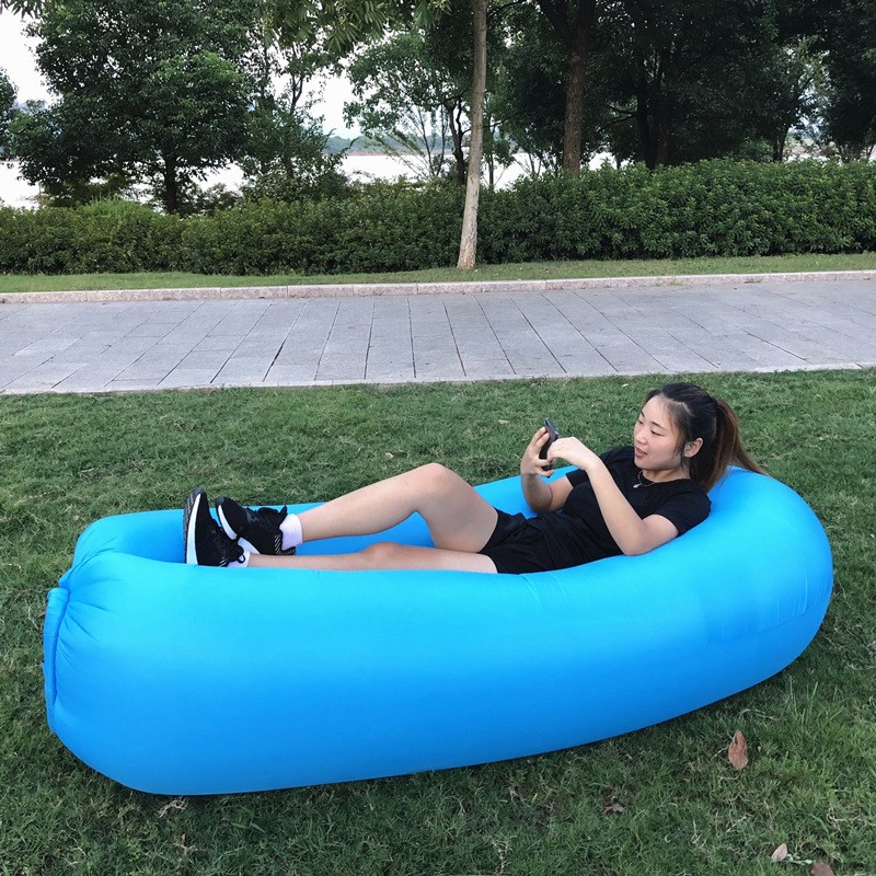 单口双层户外空气沙发懒人沙发床 可折叠充气沙发 便携式沙滩睡袋