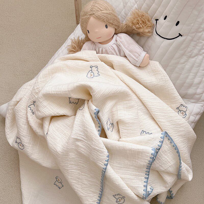 全棉纱布毯宝宝棉巾午睡盖巾三层纱布幼儿园毛巾被儿童.狗狗纱巾