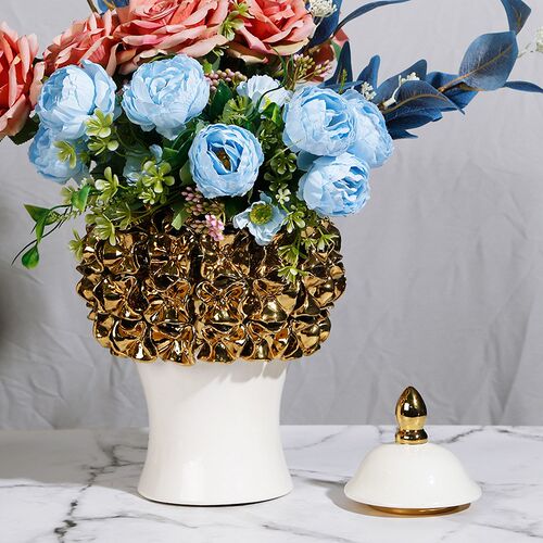 陶瓷新款电镀贴花金色将军罐  欧式花插花瓶工R艺品摆件装饰储物