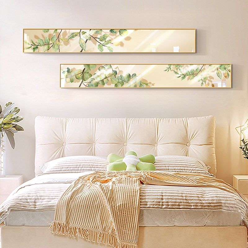 北欧原木风卧室床头装饰画u主卧房间背景墙面挂画高级感窄长条壁,家居饰品,现代装饰画,淘宝优惠券,粉丝福利购,淘宝优惠卷