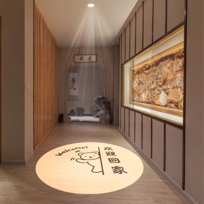 家用投影灯欢迎回家射灯走廊过道玄关创意筒灯现代入户门地面墙壁