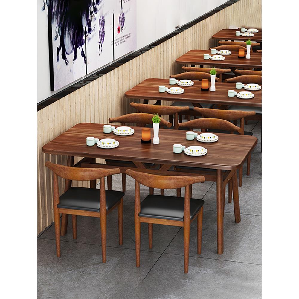 快餐店桌椅组合餐厅面馆早餐店经济型饭桌酒店商用餐饮长方形桌子