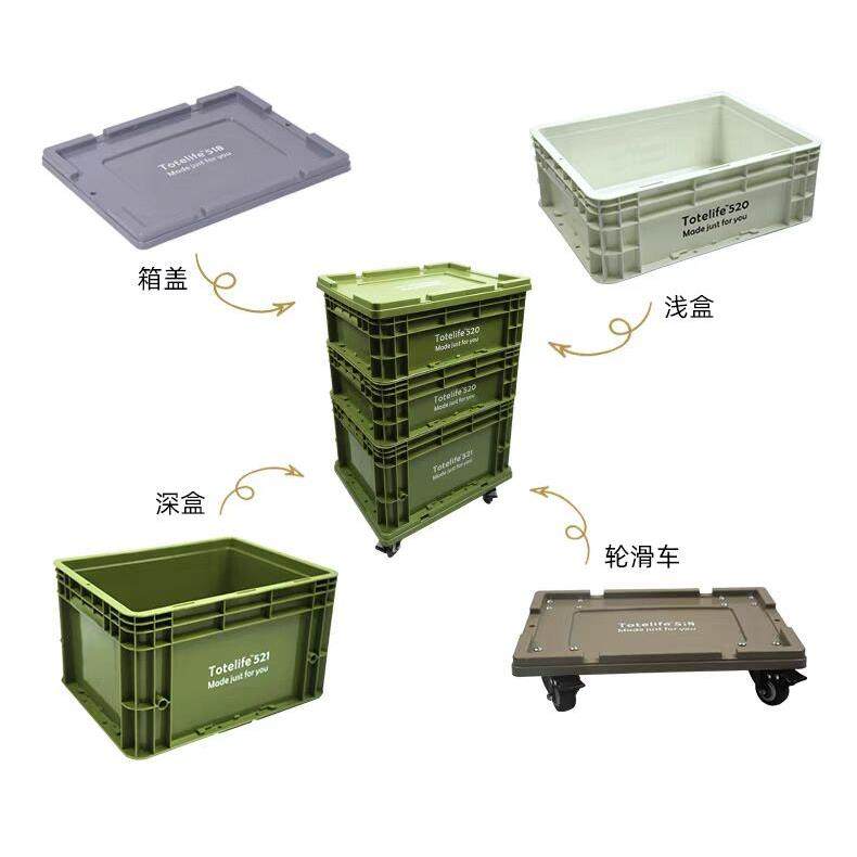 Totelife工业风加厚收纳箱塑料户外客厅带轮收纳储物箱桌面整理盒