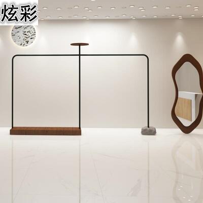 服装店展示架上墙实木胡桃木不锈钢拉丝挂衣架落地女装货架展示架
