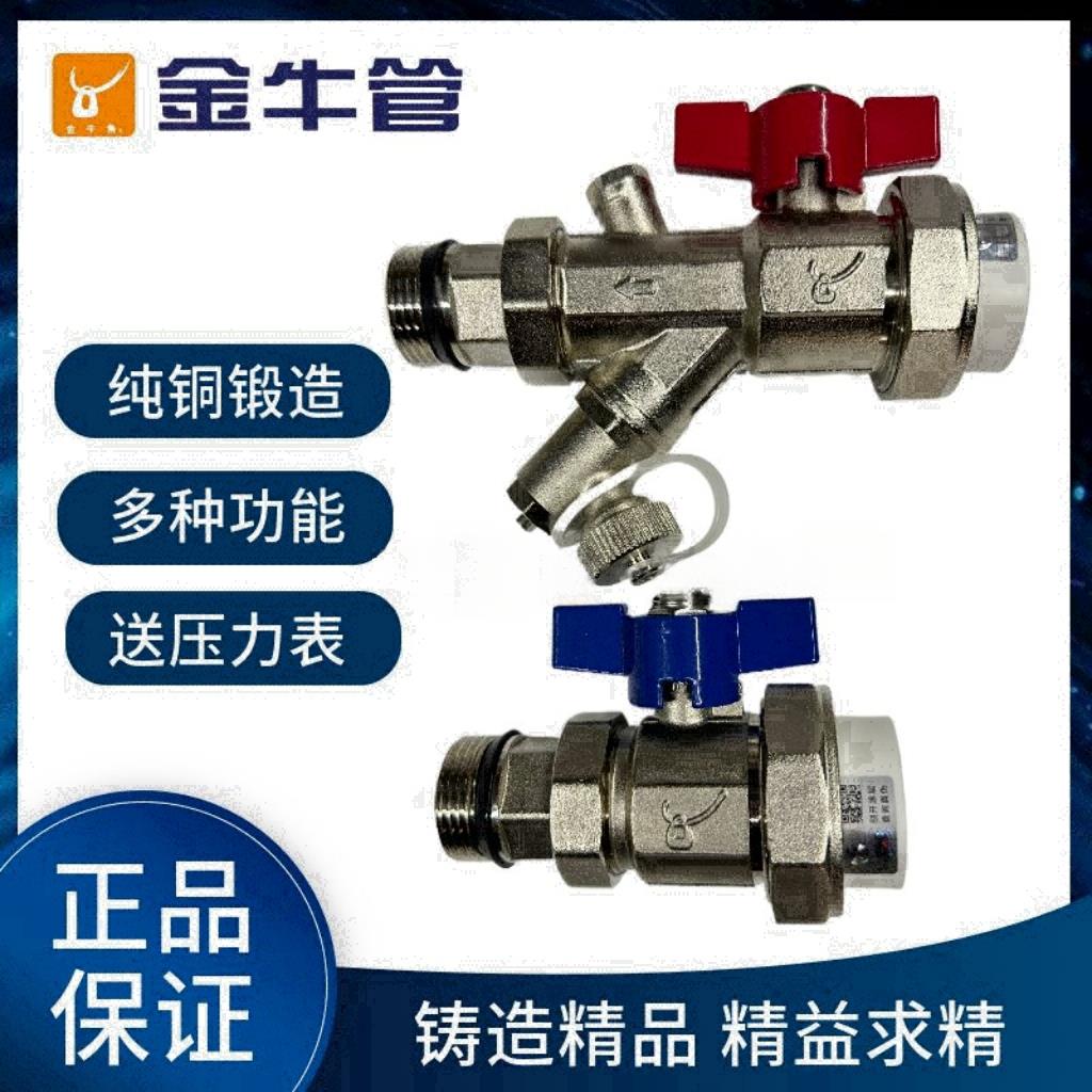 地暖分水器套阀门过滤器25PPR进回水球阀排水排污1寸活接式地热阀