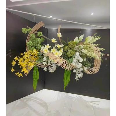 竹排竹编竹片篾条竹片花艺造型造景悬吊式天花板装置婚庆展厅装饰