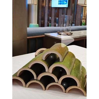 竹筒瓦片无竹节空心对半开造型装饰摆设婚庆活动宴席竹子制品瓦砾