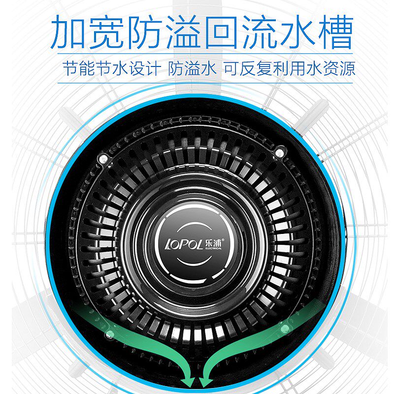 乐浦工业喷雾风扇落地扇水雾降温水冷雾化加水加湿摇头强力电风扇