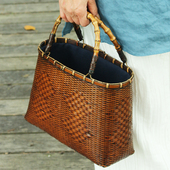 复古编织包 竹编包 文艺中式 茶道收纳 竹编工艺品 竹编茶具收纳包