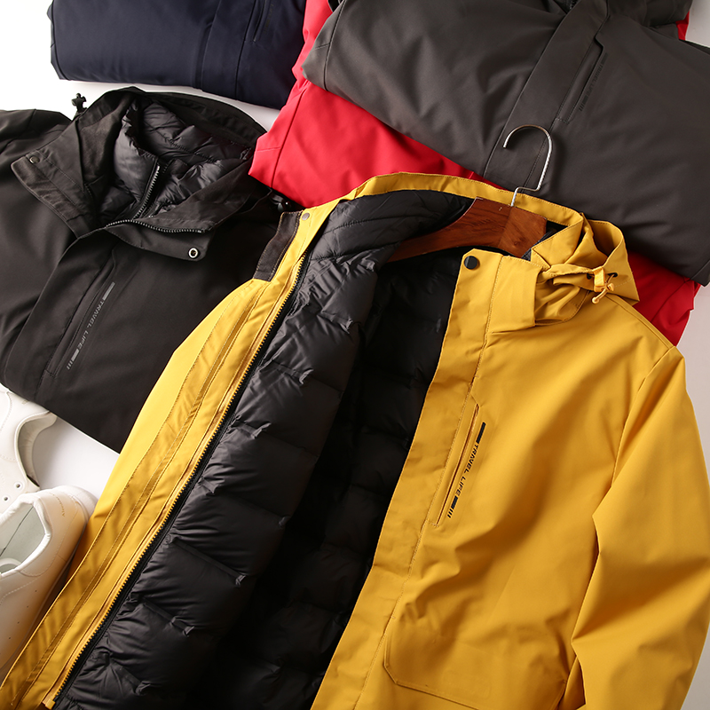内胆可拆!户外三合一防水冲锋衣男士羽绒服外套保暖加厚登山夹克