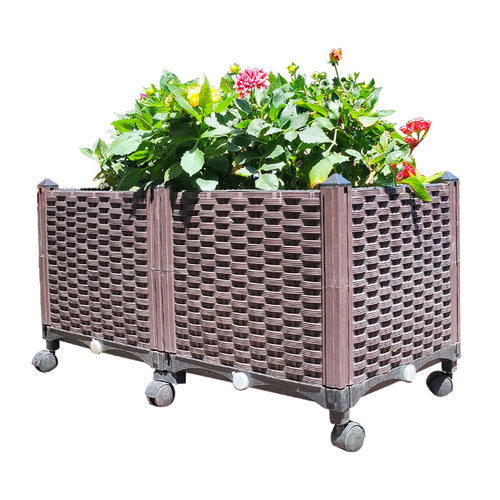 简约时尚阳台种植箱花箱双层蔬菜种植盆带轮加深种菜花盆桌面庭院