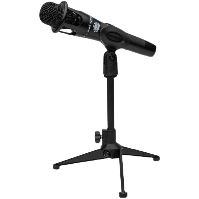 手机桌面直播支架E300话筒手持麦三脚圆盘可升降台式机麦克风通用