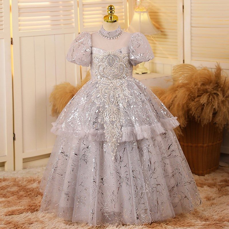 高端儿童晚礼服仙气质轻奢小众女孩生日公主裙主持人钢琴演出服秋