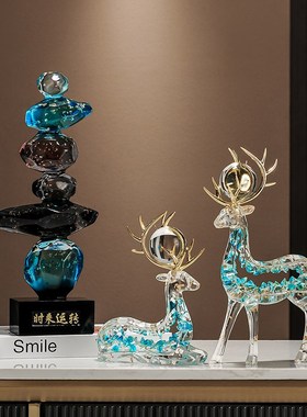 金箔水晶时来运转摆件酒柜电视柜装饰客厅玄关办公室乔迁新居礼品