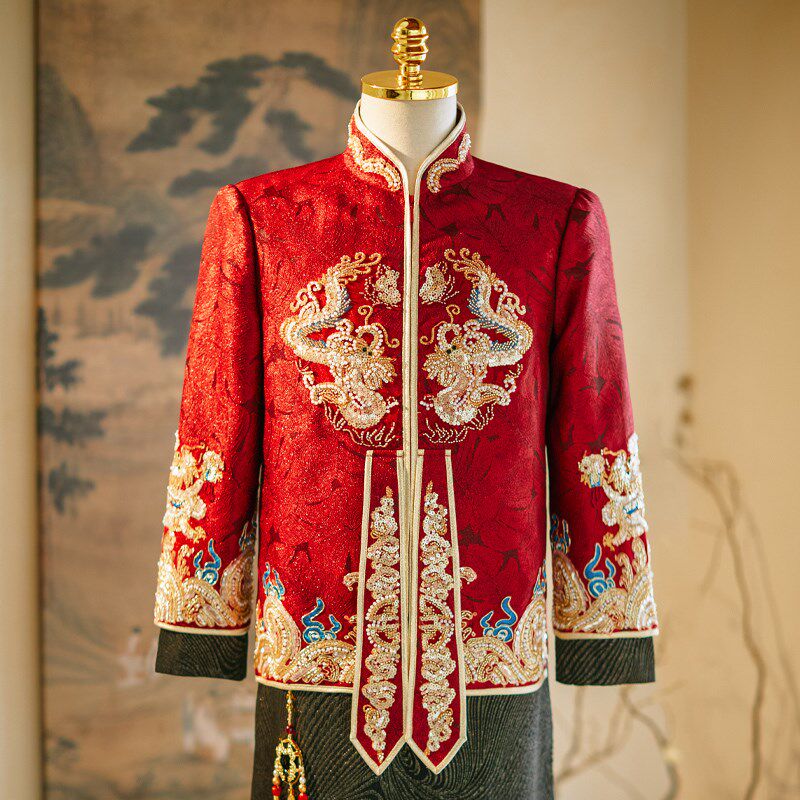 秀禾服男生2024新款中式结婚新郎高级礼服唐装婚服男士龙凤褂秀和,男装,秀禾服,淘宝优惠券,粉丝福利购,淘宝优惠卷