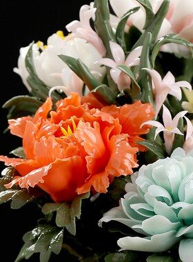 东方泥土《牡丹花树》新中式手捏陶瓷花摆件居家客厅办公室装饰品