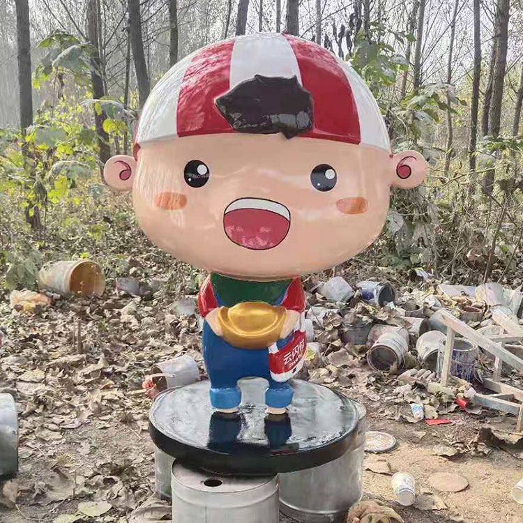 定制少数民族卡通人物雕塑玻璃钢迎宾招财雕像定做石膏彩绘订摆件