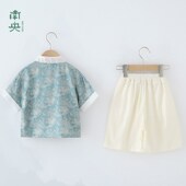 儿童唐装 新中式 古风短袖 套装 演出服 男童汉服夏季 男孩古装 2024新款