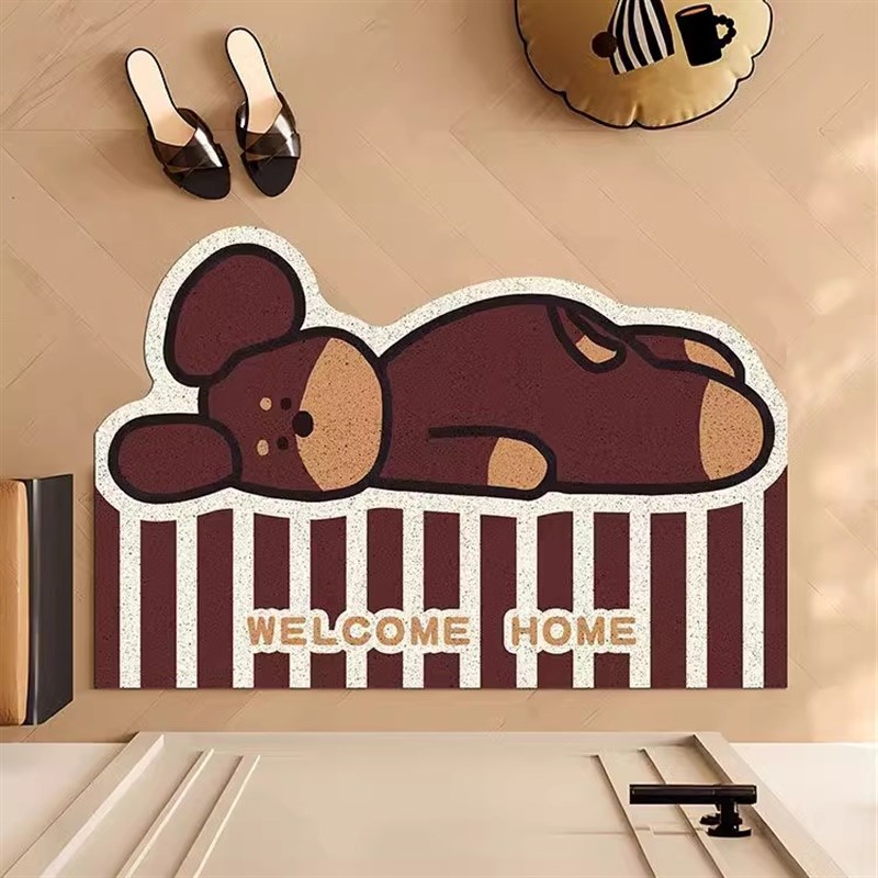 入户门地垫美拉德躺躺狗除尘丝圈脚踏垫定制门口地毯防滑进门垫子