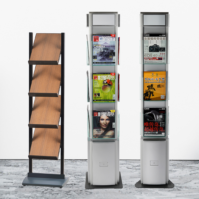 银行三面旋转资料架宣传折页展示架落地式广告牌杂志架机场书店
