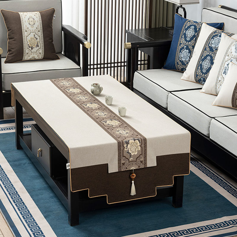 新桌布端上档次现代客厅家用长方形茶几垫长条布艺,居家布艺,桌布,淘宝优惠券,粉丝福利购,淘宝优惠卷